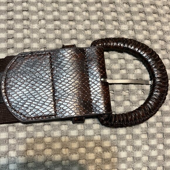 Chico’s Wide Brown Stretch Braided Belt M/L   EUC - Picture 3 of 6